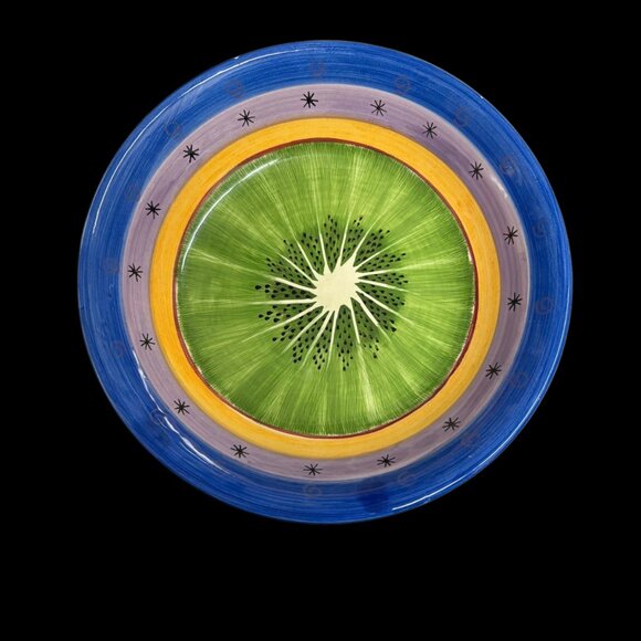 Handmade Ceramic Fruit Bowl With Kiwi Design By Milton & Louis - 8” Diameter - Picture 3 of 5